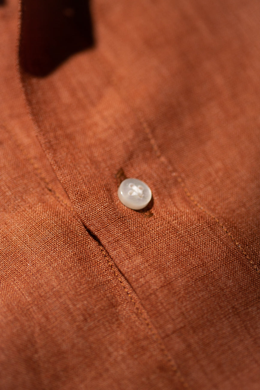 Terracotta linen popover shirt - Made in Italy