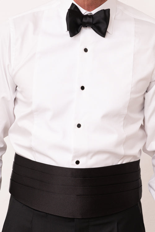 Camicia Smoking Bianca In Popeline Di Cotone Elasticizzato Slim Fit Camicia Smoking Bianca In Popeline Di Cotone Elasticizzato Slim Fit