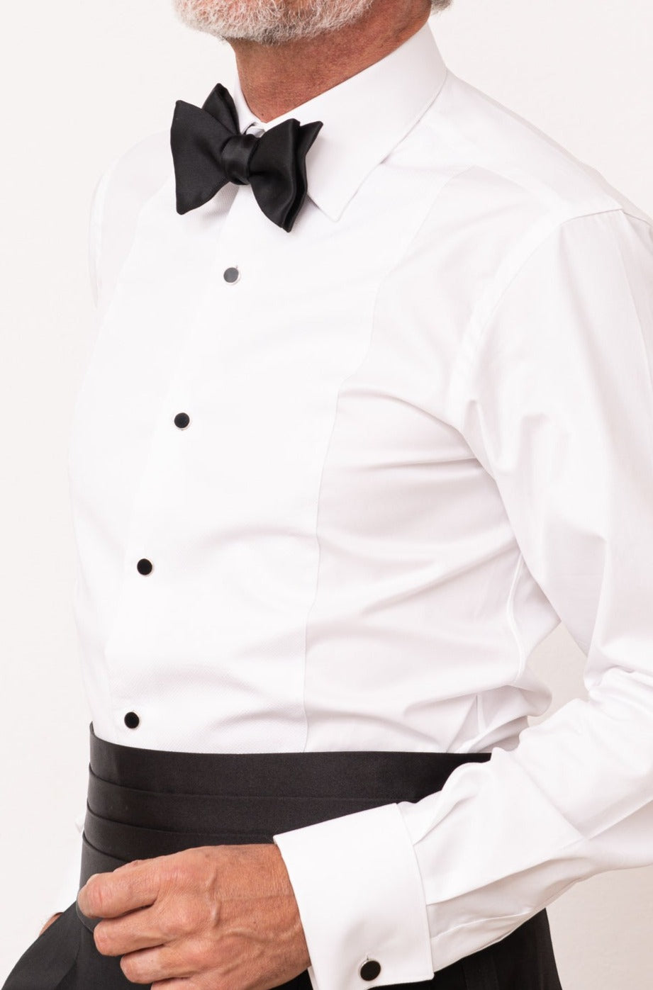 White tuxedo piqué BIB front Shirt - Made in Italy