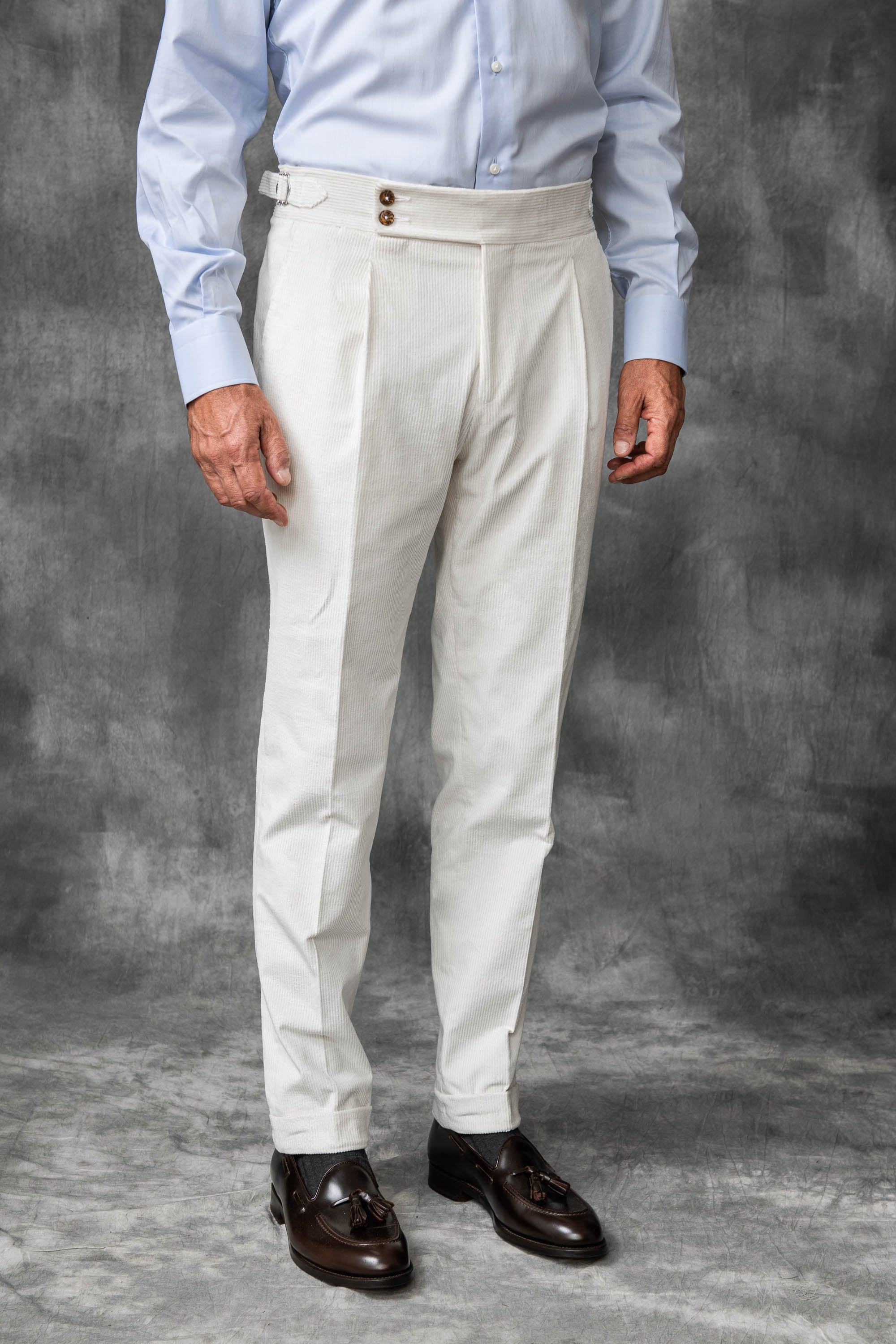 Pantalon en velours côtelé blanc "Collection Capsule Soragna " - Made in Italy
