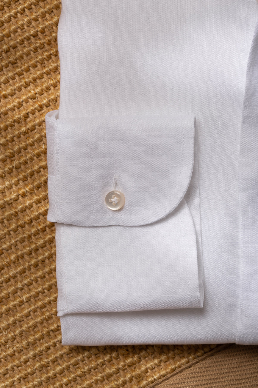 White linen popover shirt - Made in Italy