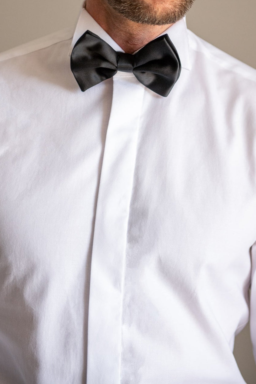 black self tie bow tie, black silk bow tie, silk bow tie, pre-tied bow-tie silk black